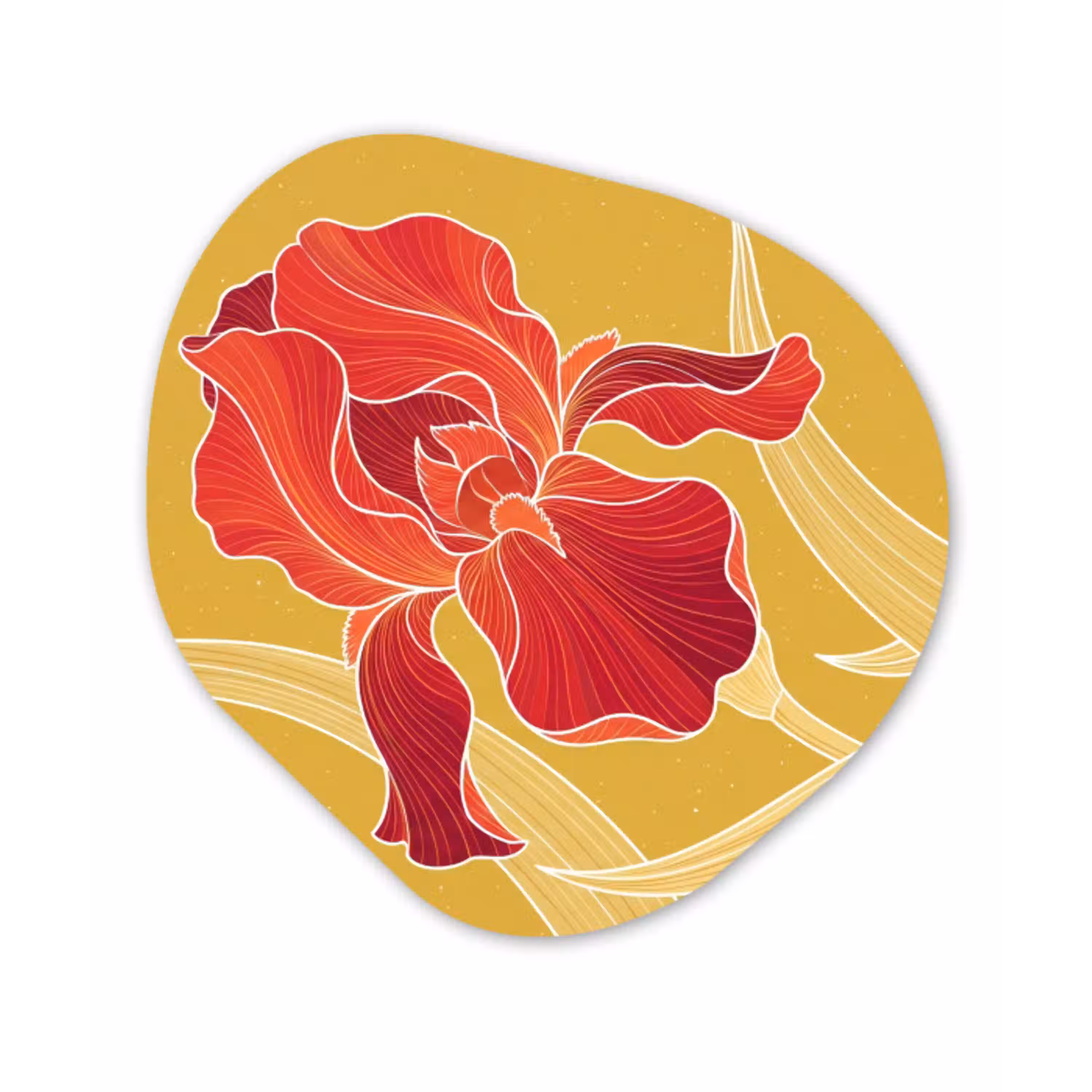 Bloemen - Illustratie - Rood Wandcirkel Organisch Forex 3mm klein -3d