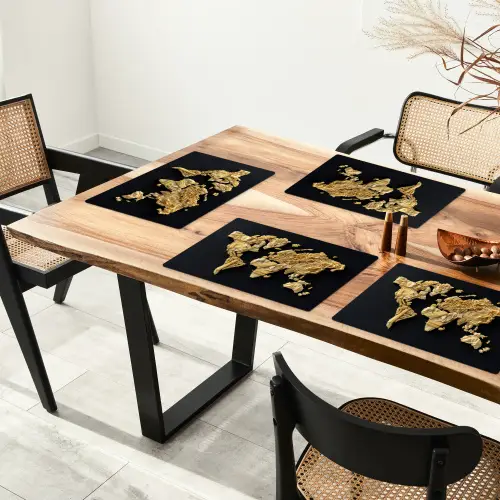 Wereldkaart - Pasta - Zwart Placemat vinyl groot -zzsfeer4_Kitchenyeah-website