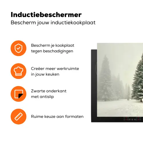 Bomen - Sneeuw - Wit Inductie beschermer vinyl 3mm klein -zzzzzzz-td-ups
