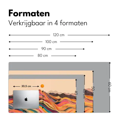 Zon - Kleurrijk landschap - Bergen Muismat XXL klein -sfeer5