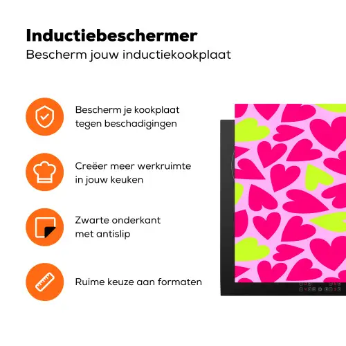 Patroon - Hart - Roze - Groen Inductie beschermer vinyl 3mm klein 276 -zzzzzzz-td-ups