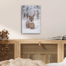 Hert - Sneeuw - Bos - Dieren - Vertederend plexiglas 5mm klein -sfeer4