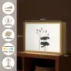 Bladeren - Zwart - Lotusbloem - Minimalitisch Light Box met batterij (Wandlamp) middel -USP_websiteoverzichtNL