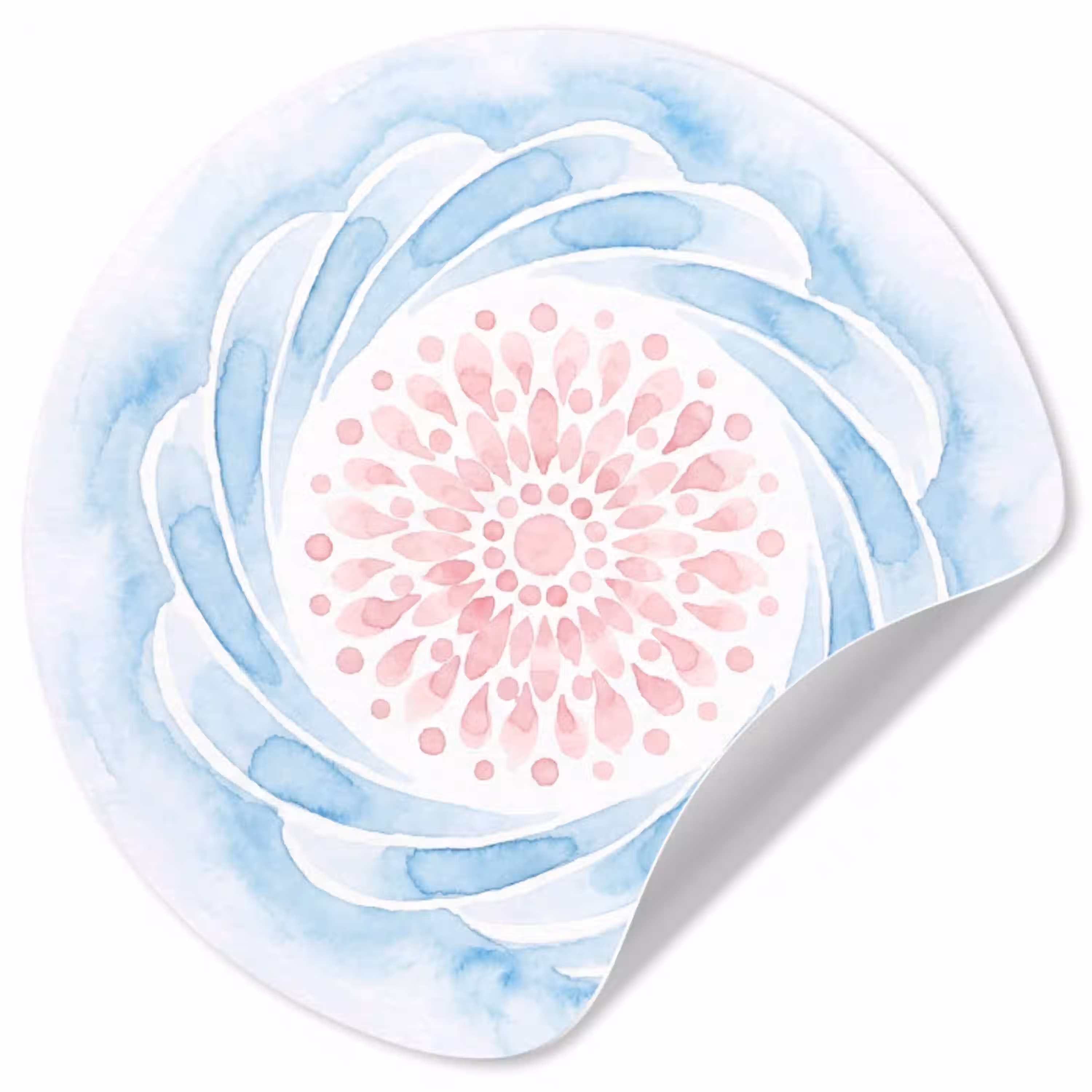 Abstract - Bloemvorm - Aquarel - Roze - Blauw Wandcirkel behangsticker klein -3d