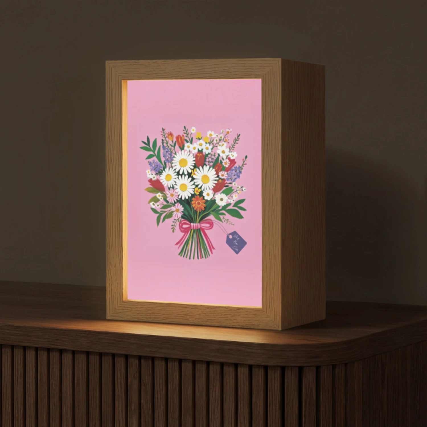Bloemen - Quote - Kaartje - Kleurrijk Light Box met kabel (Tafellamp) klein -z3d_website