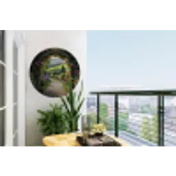 Doorkijk - Tuinboog - Bloemen - Natuur - Pad Wandcirkel tuinposter met ringen klein -buiten1