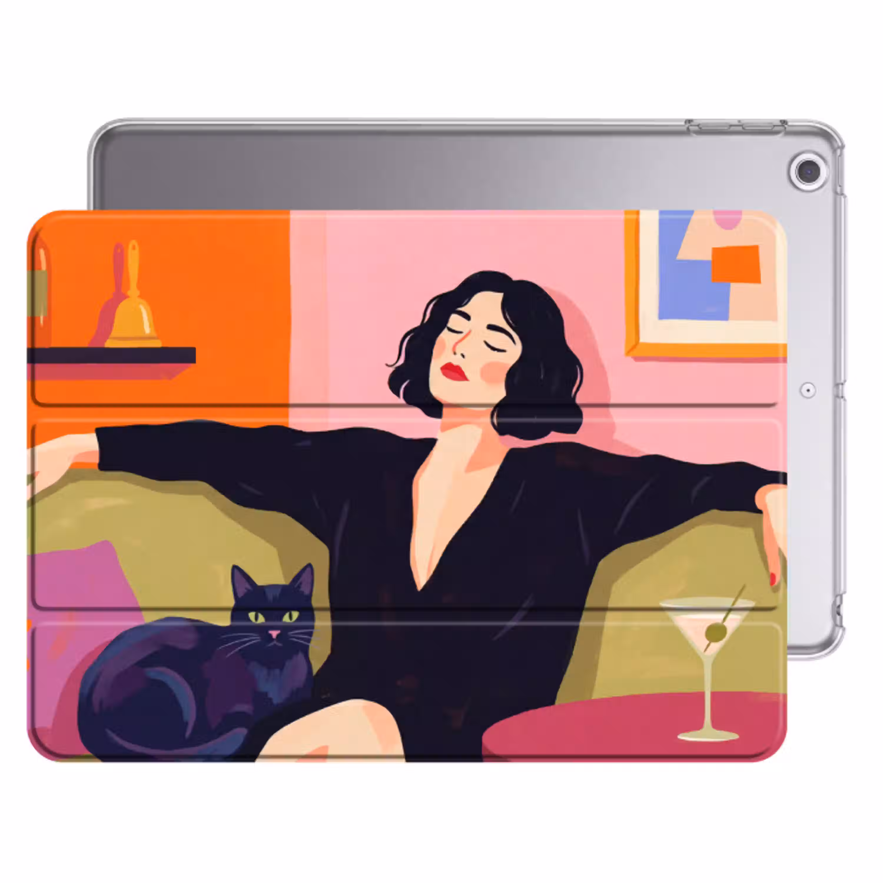 Vrouw - Kat - Interieur - Modern - Kleurrijk Apple iPad 2017 middel -threedimensional_3d_global