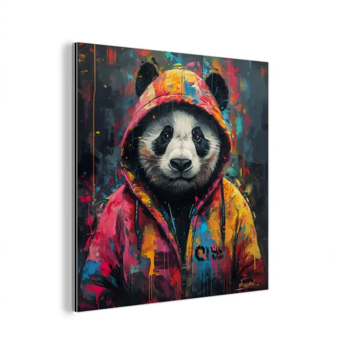 Graffiti - Panda - Jas - Kleurrijk aluminium wit klein -3d
