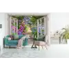 Hortensia - Doorkijk - Bloemen - Zomer - Paars - Pad fotobehang vinyl groot -bank