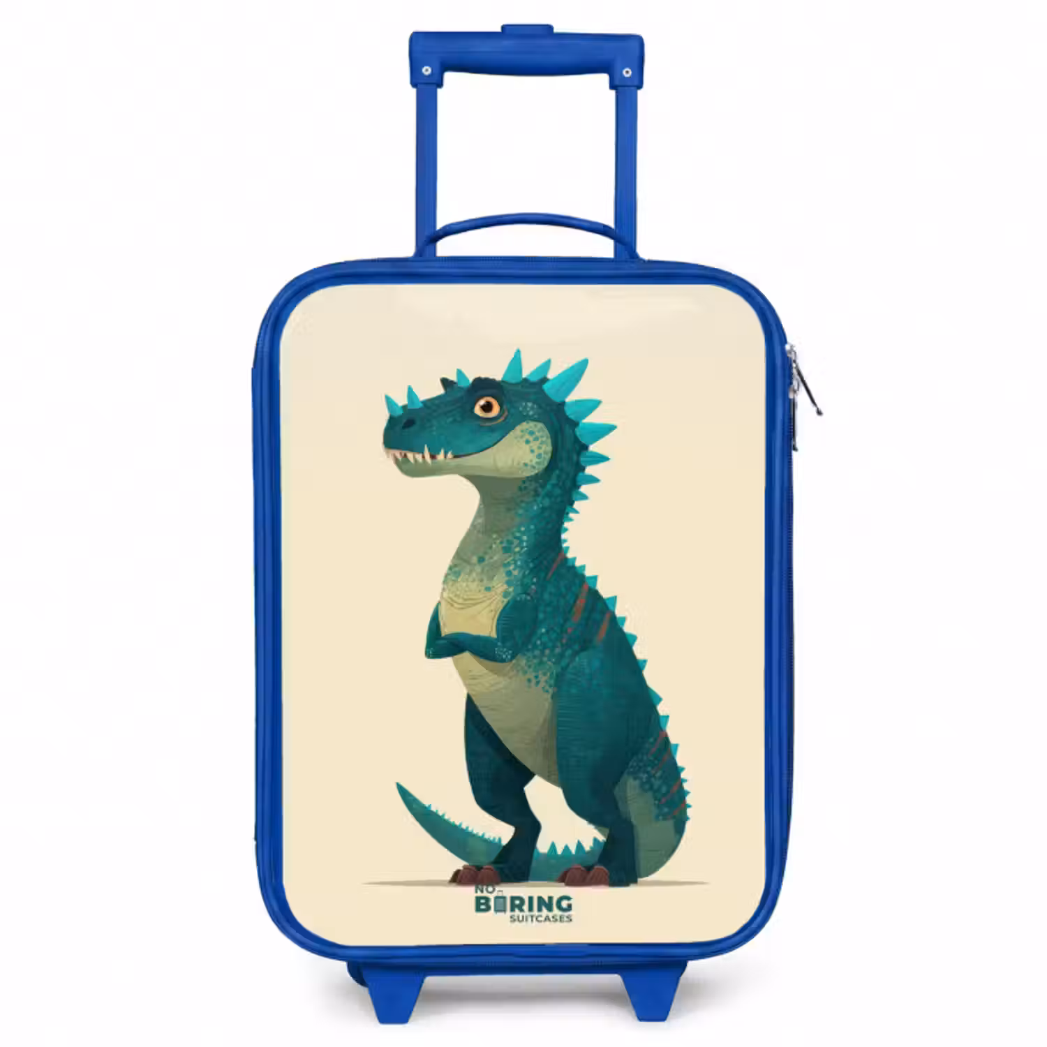 Kinderkoffer - Blauw - Spiky dino met vriendelijke blik