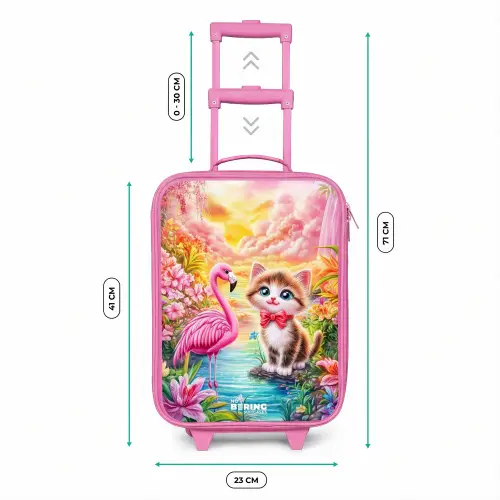 Kitten met flamingo in tropisch bloemenparadijs Kinderkoffer - Roze klein -productfoto_formaten