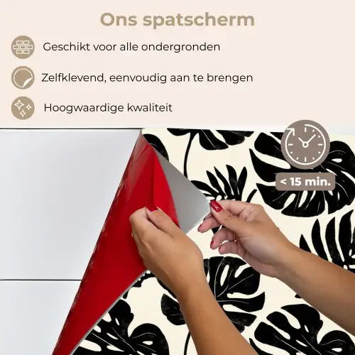 Modern - Monstera - Zwart keuken achterwand spatscherm klein 900 -spatscherm_NL