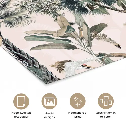 Inductie afdekplaat - Vintage - Jungle - Dieren - Natuur - Inductie beschermer poster papier klein -closeup_NL