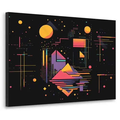Abstract - Vormen - Lijnen - Kleurrijk Textielframe zwart klein -3d