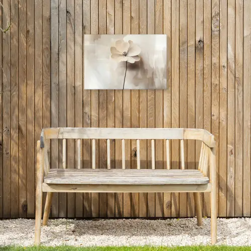 Bloem - Beige - Verf - Schaduw Tuinposter op houten frame 2 cm dik klein -sfeer4