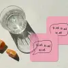 Tekstwolkje - BLAH BLAH BLAH - Roze onderzetter kurk middel -sfeer4