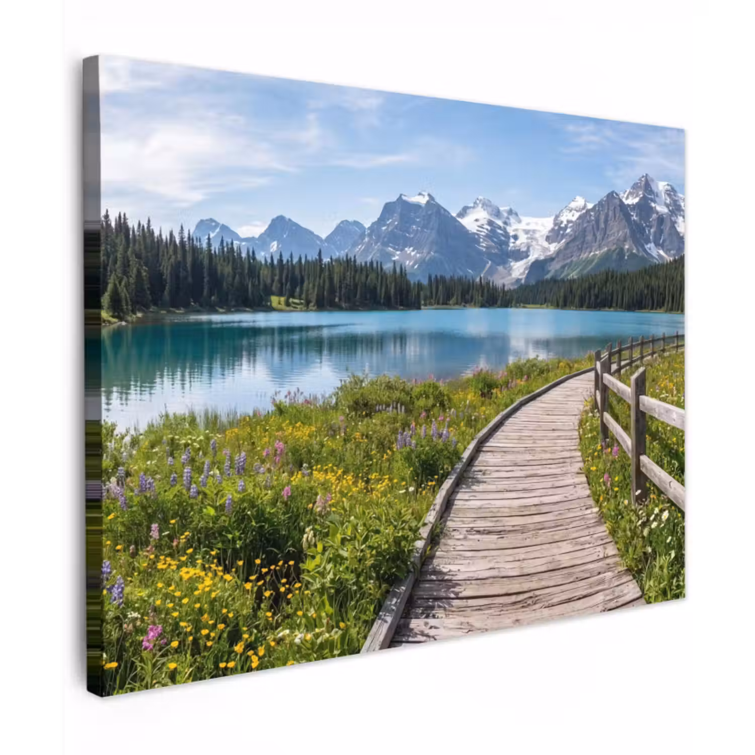 Canvas Print - Mountains - Lake - Snow - Landscape - Blue