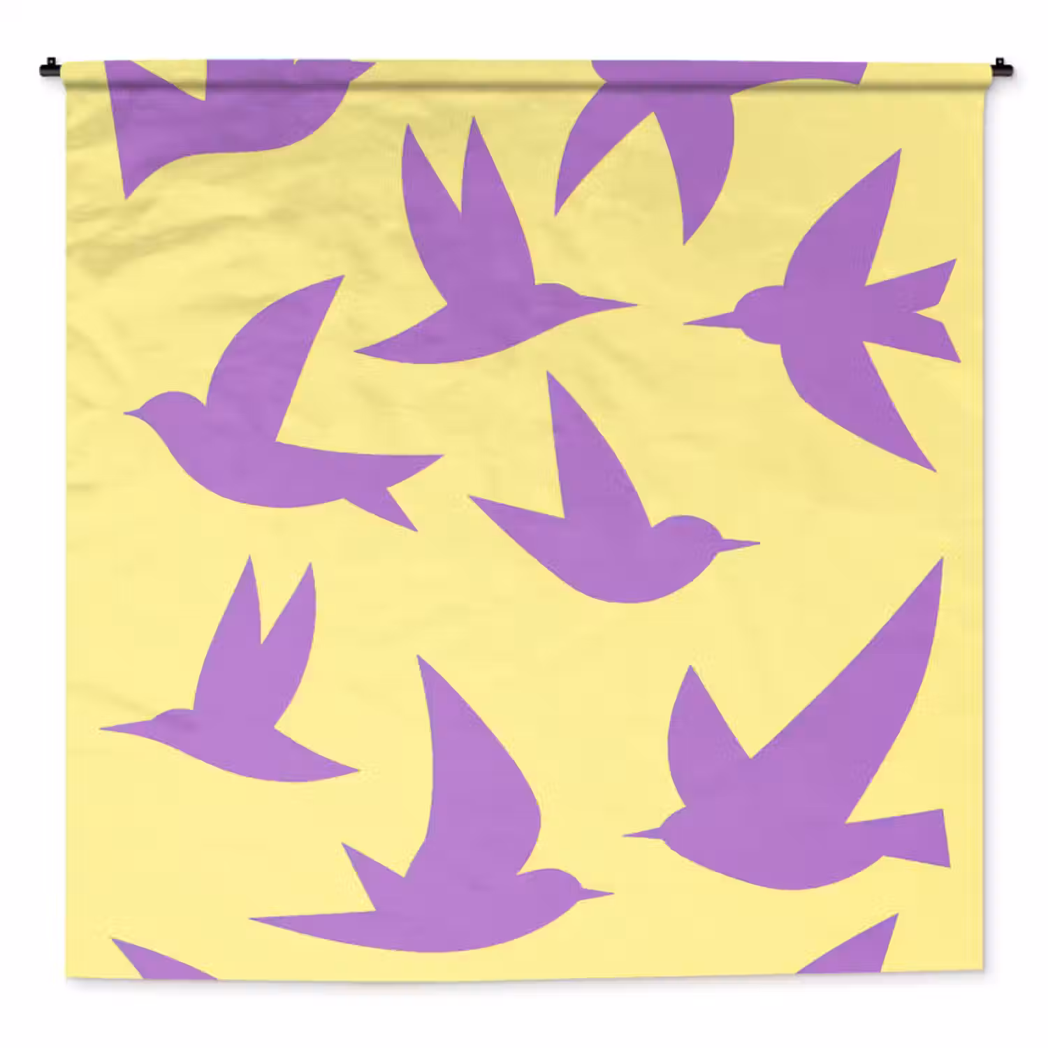 Wandkleed - Vogels - Cirkel - Geel - Beweging