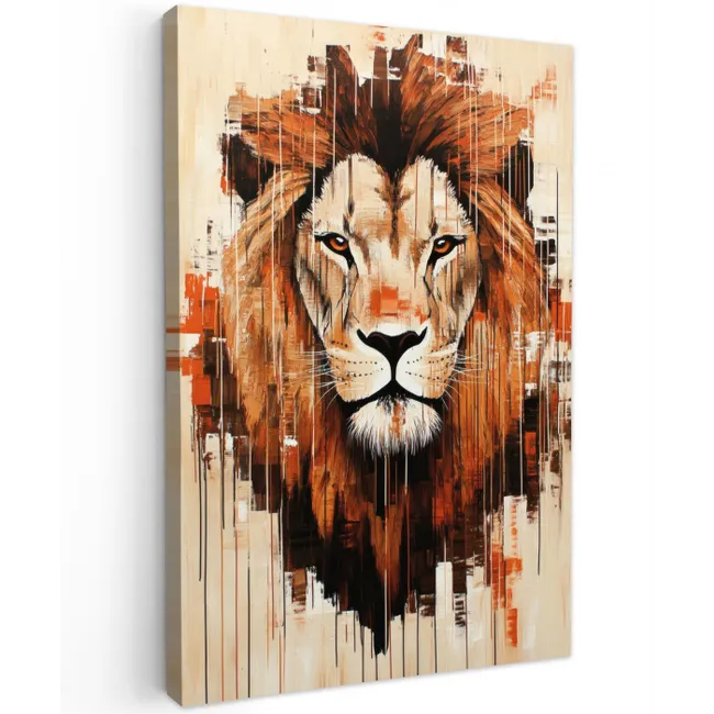 Leeuwenkop - Lijnen - Crème canvas 2cm klein -z3d