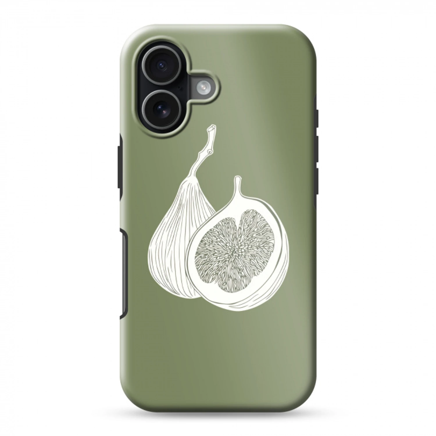 Vijgen - Minimalistisch - Getekend - Mosgroen Toughcase MagSafe Apple iPhone 17 klein -3d