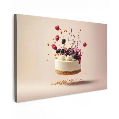 Cheesecake - Eten - Roze - Taart Tuinposter op houten frame 2 cm dik klein -3d