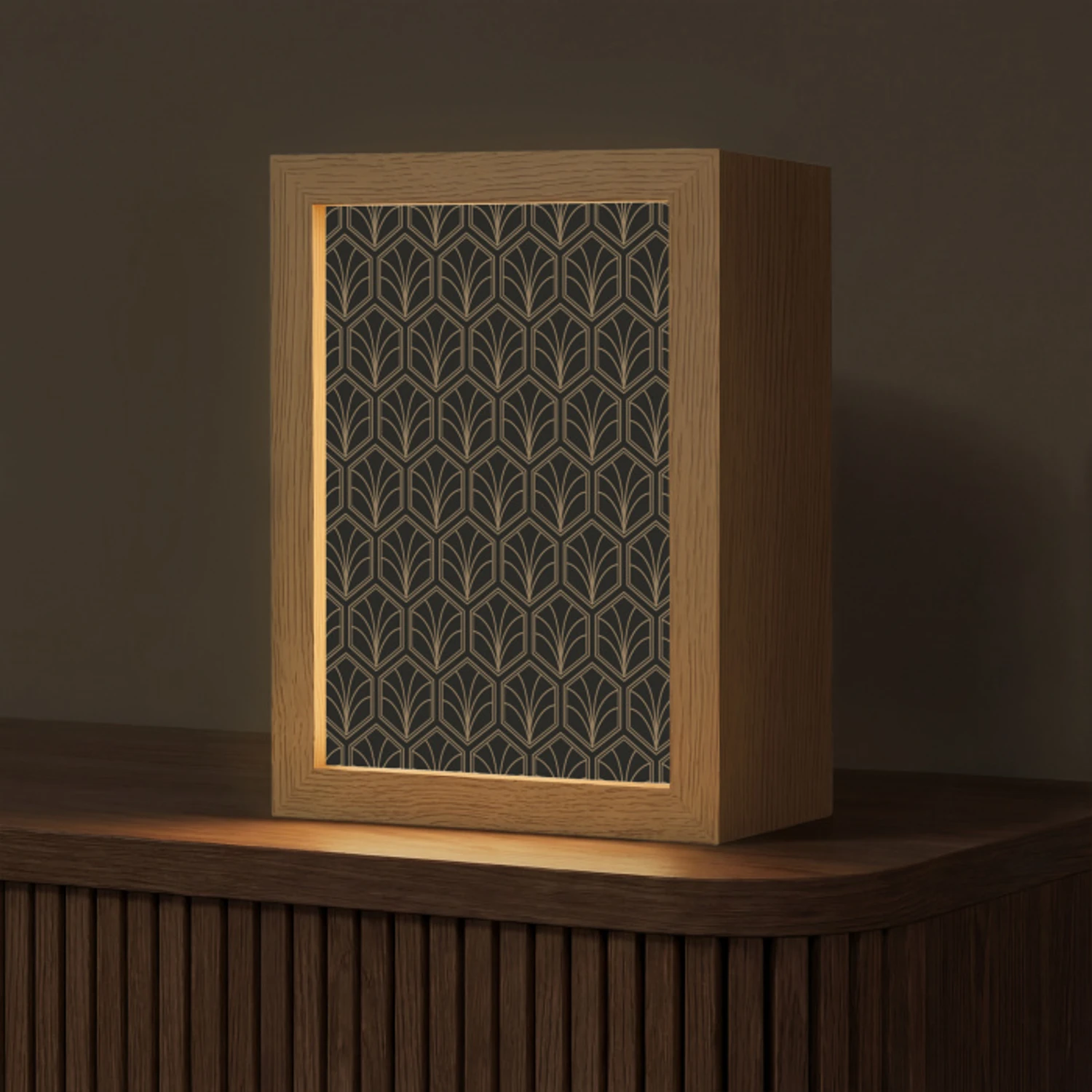 Pijlvorm - Waaier - Goud Light Box met kabel (Tafellamp) klein 925 -z3d_website