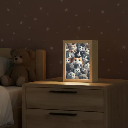 Kat - Dieren - Poes - Grijs - Patronen - Kind Light Box met kabel klein -sfeer1_kind