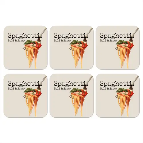 Spaghetti - tomatensaus - Parmezaanse kaas onderzetter kurk middel -3d