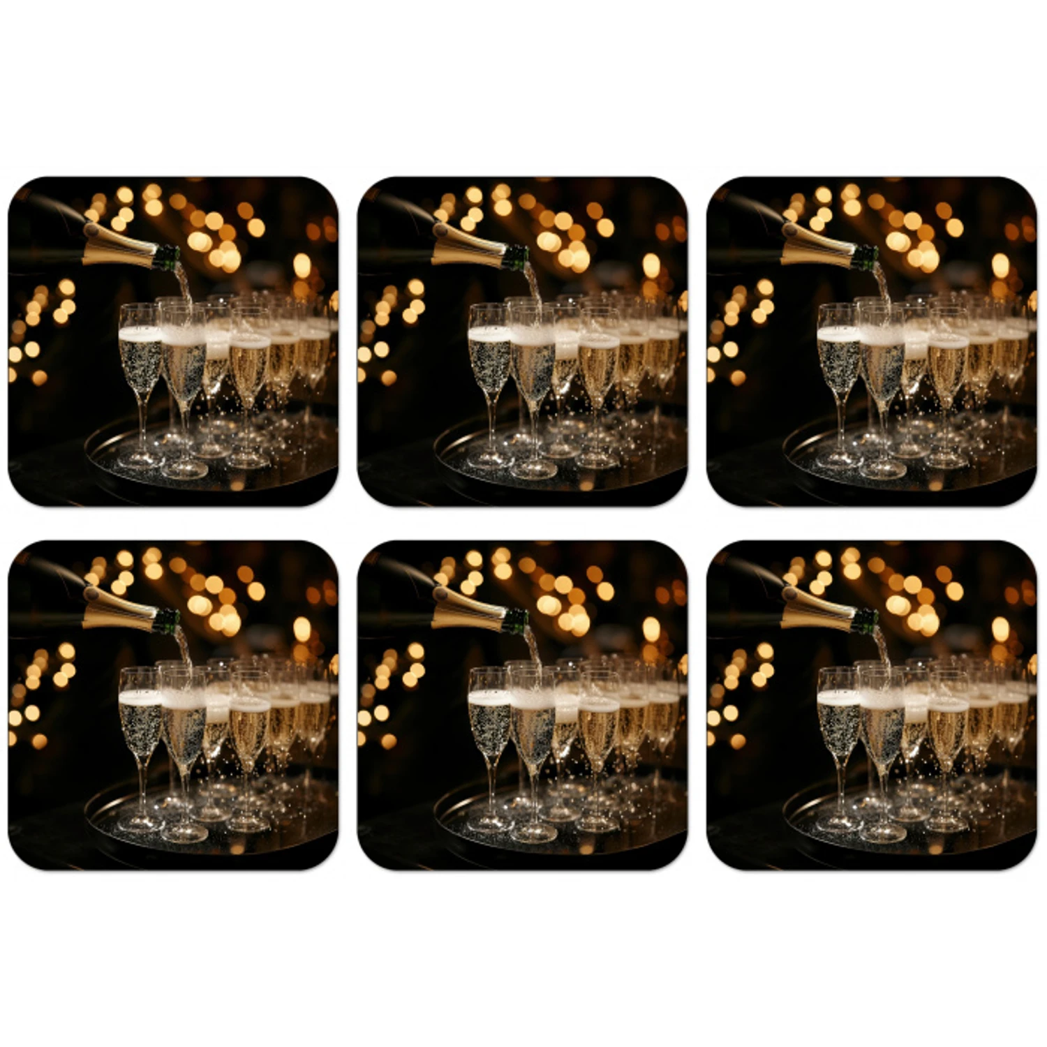 Lichtjes - Champagne - Dienblad - Glazen onderzetter kurk middel -zkaufland3dotto