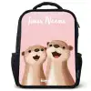Glimlach - Otters - Roze - Illustratie Rugzak - Zwart middel -3d