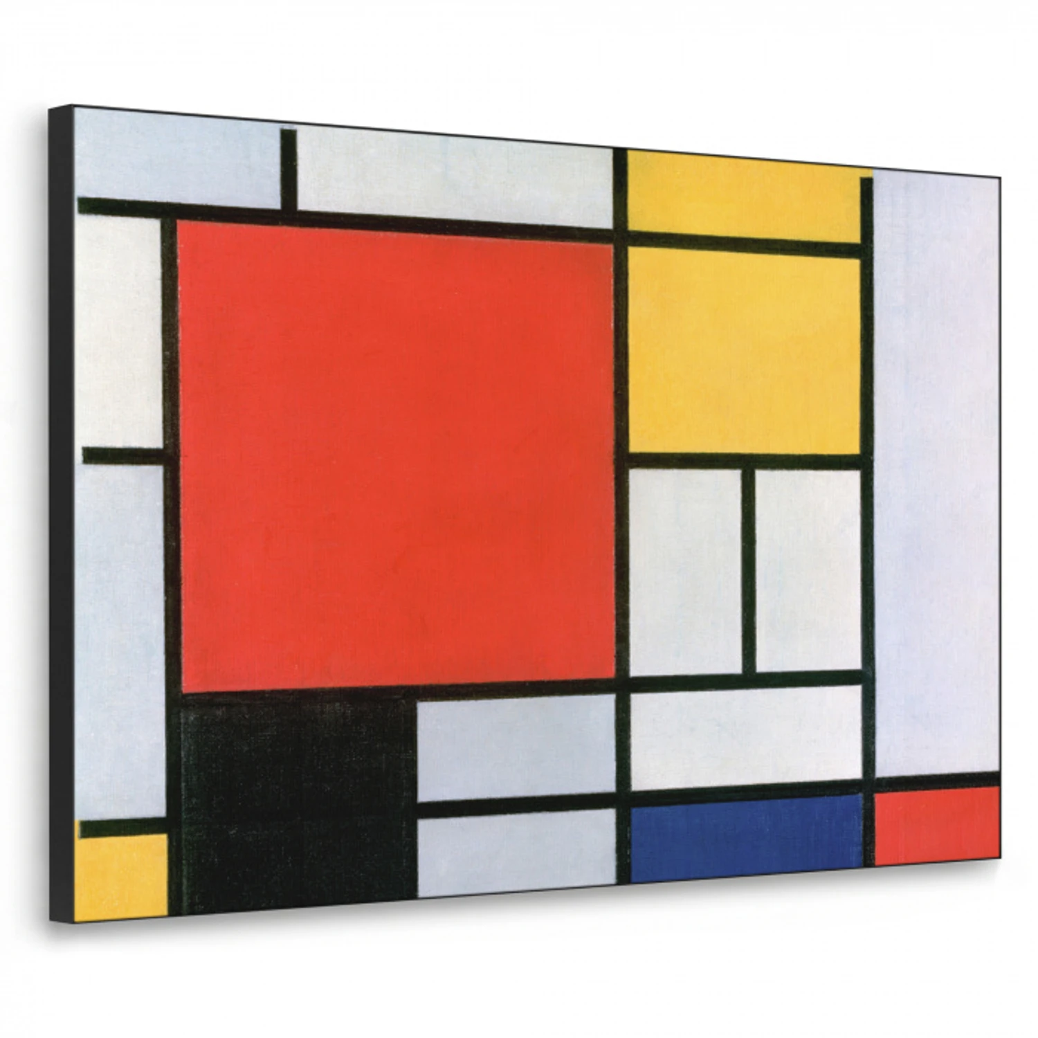 Kunst - Mondriaan - Oude meesters - Compositie 2 Textielframe - compleet frame klein -3d