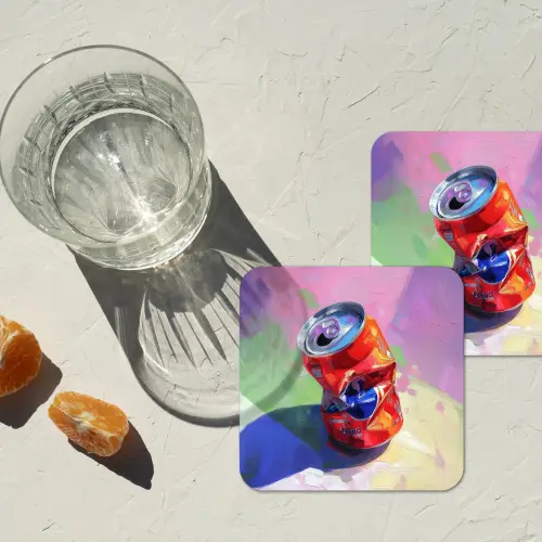 Frisdrank - Blik - Paars onderzetter kurk middel -sfeer4