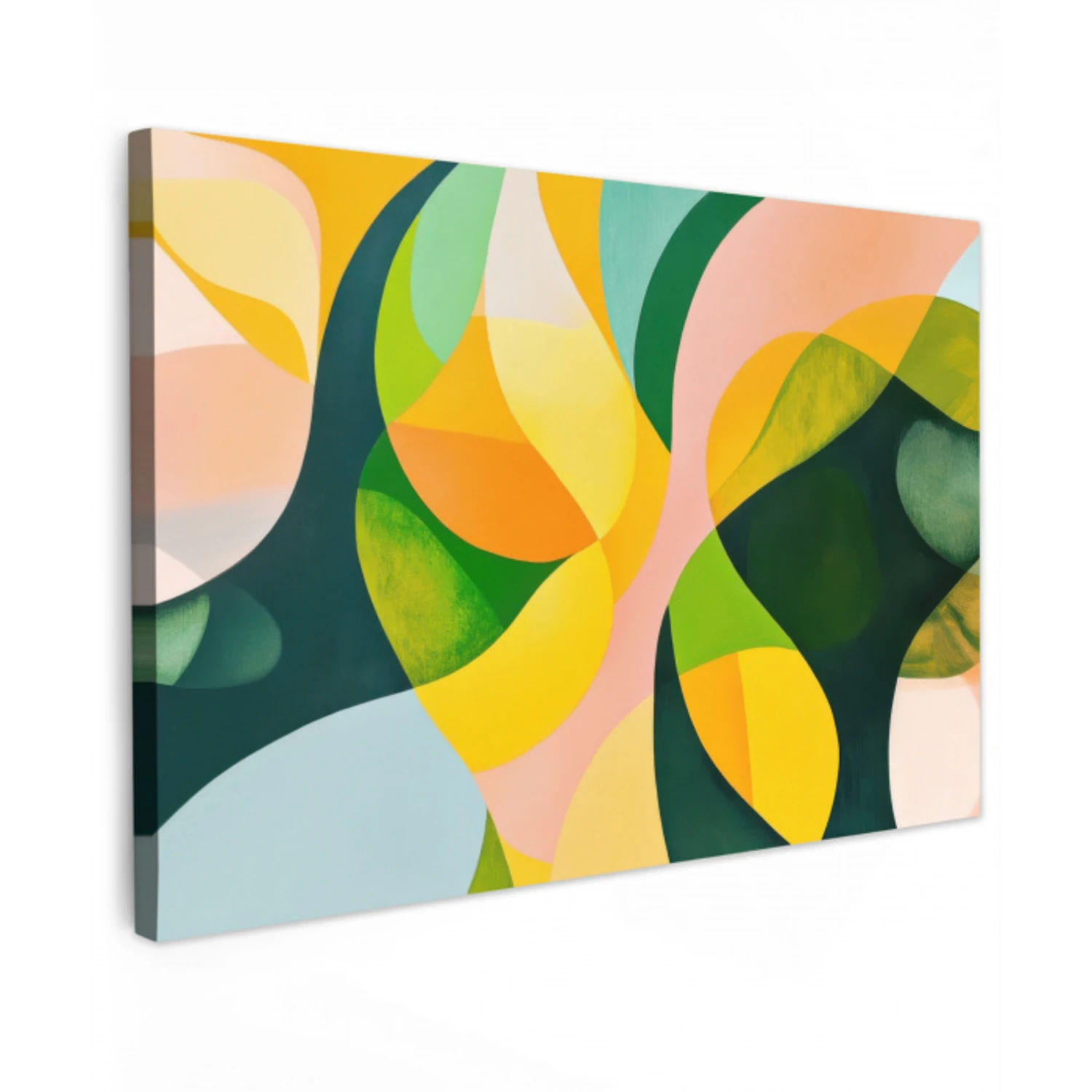 Abstract - Geel - Roze - Groen canvas 2cm klein -z3d