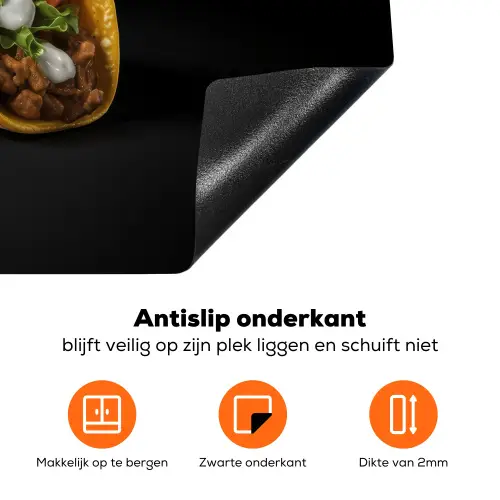 Taco - Vlees - Salade - Delftsblauw - Motief Inductie beschermer vinyl 3mm klein -zzzzzzz-td-onderkant