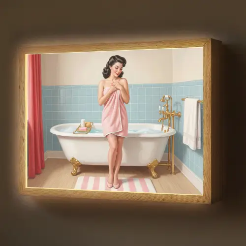 Badkamer - Vrouw - Roze Light Box met batterij (Wandlamp) middel -z3d_website
