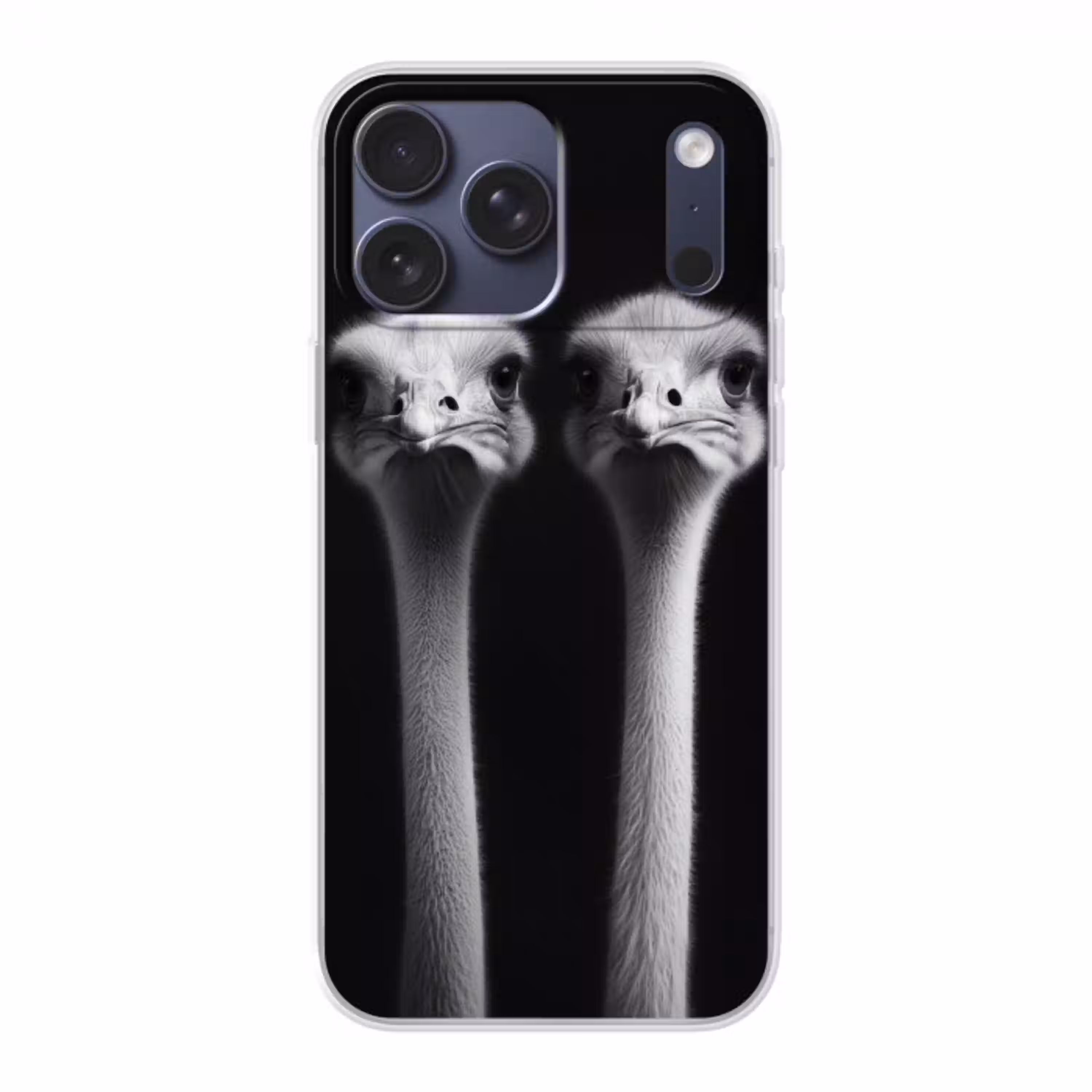 Struisvogels - Halzen - Zwart - Minimalistisch Telefoonhoesje iPhone 17 Pro Max klein -3d
