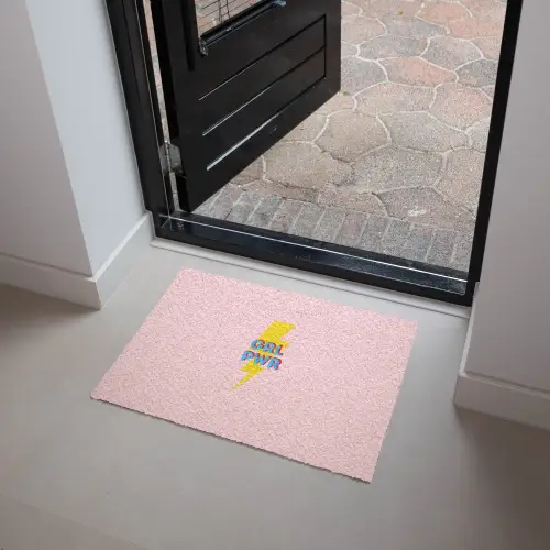 Grl pwr - Bliksem - Roze Deurmat klein -sfeer5