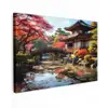 Japanse Tuin in de Herfst Tuinposter op houten frame 2 cm dik klein -3d