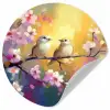 Vogels - Bloemen - Roze Wandcirkel behangsticker klein -3d
