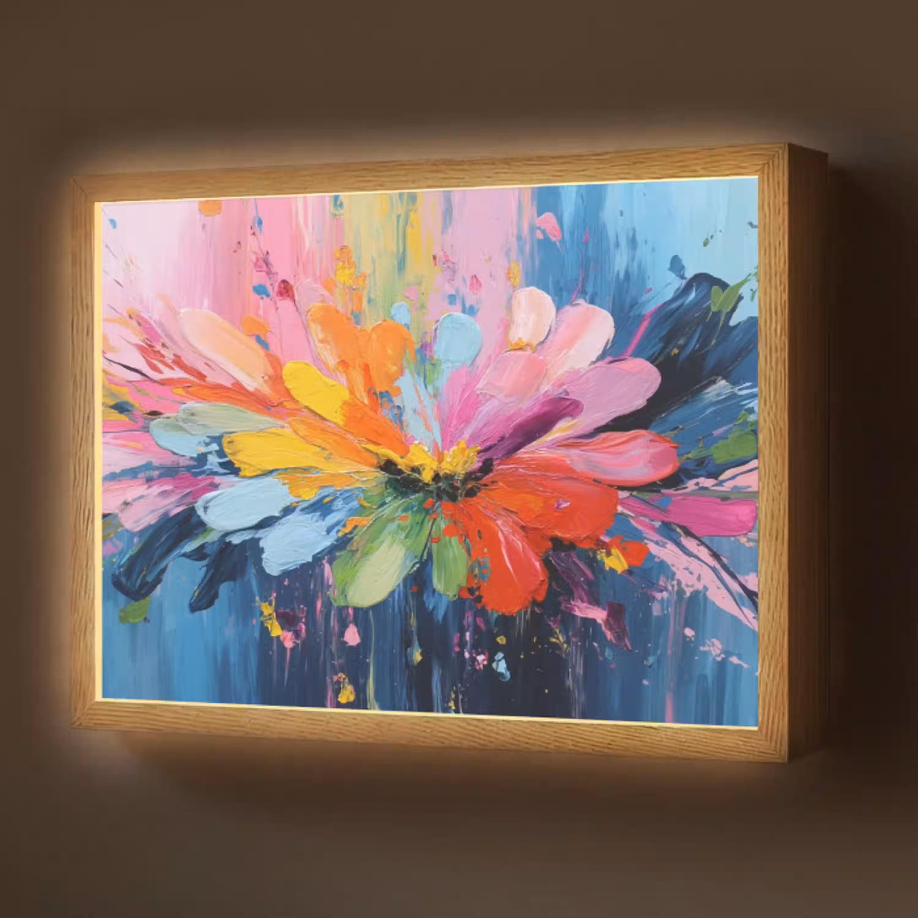 Kleuruitbarsting - Expressieve sfeer - Bloem Light Box met batterij (Wandlamp) middel -z3d_website