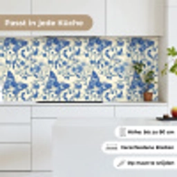 Vlinders - Bloemen - Blauw - Botanisch keuken achterwand 2 middel 871 -sfeer4_DE
