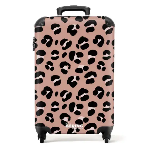 Panterprint op roze achtergrond NBS - Handbagage koffer - Volwassenen Unisex middel -productfoto_recht