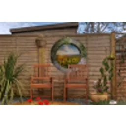 Zonnebloemen - Doorkijk - Bloemen - Zon Wandcirkel tuinposter met ringen klein -buiten3