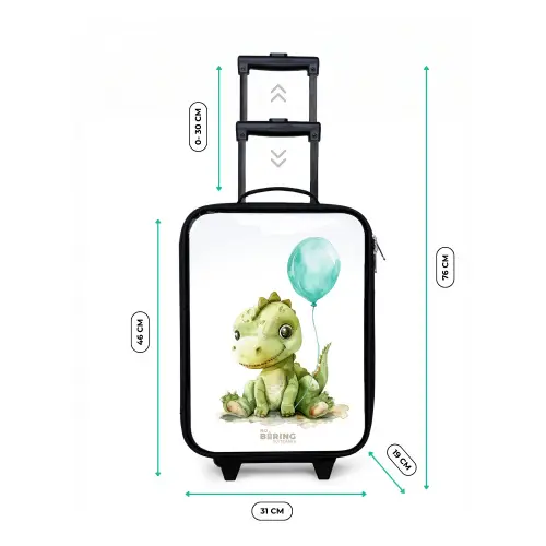 Dino met blauwe ballon Kinderkoffer - Zwart klein -productfoto_formaten