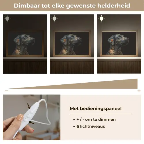 Hond - Zwart - Bloemen Light Box met kabel (Wandlamp) klein -USP_dimbaarNL
