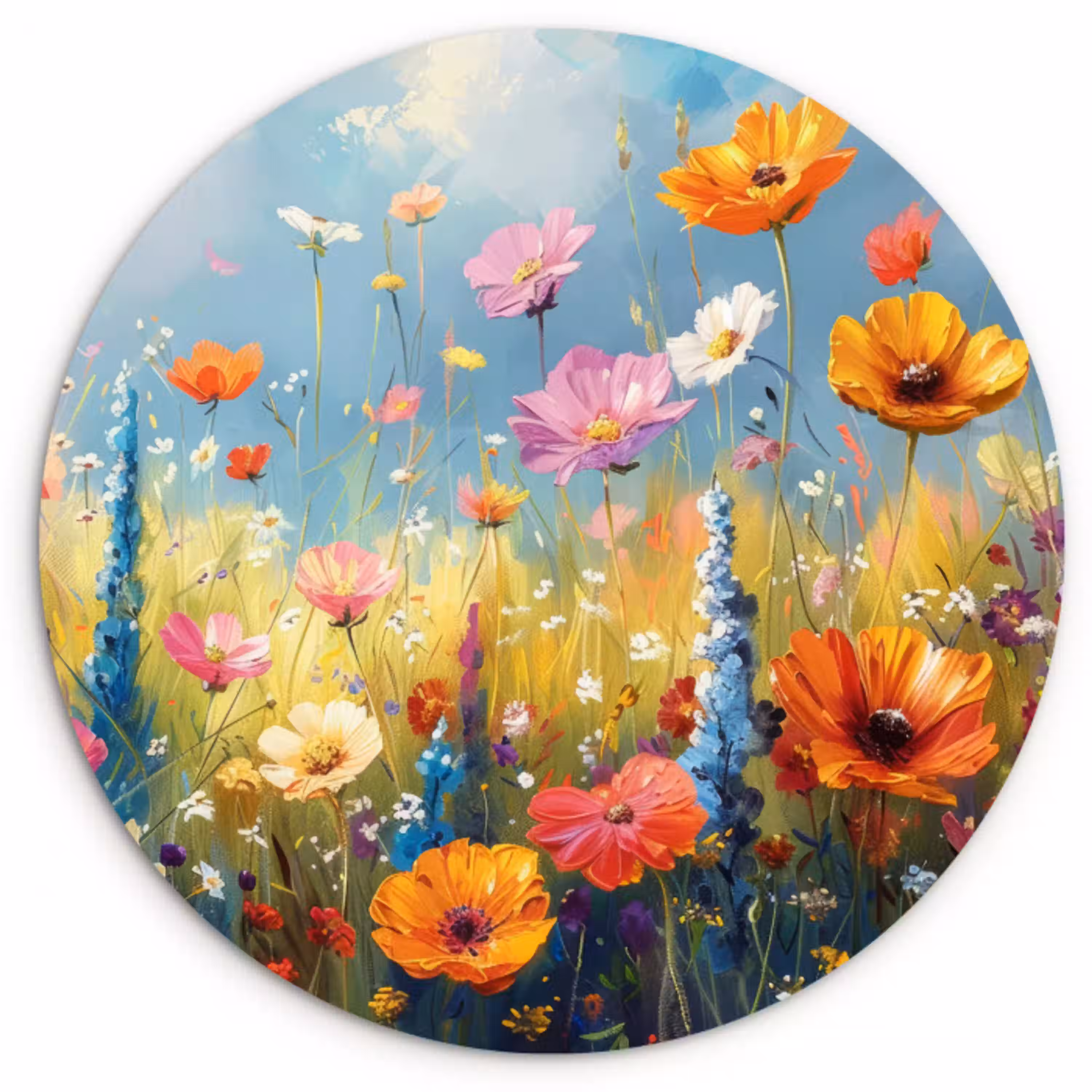 Bloemen - Natuur - Botanisch - Kunst Wandcirkel kunststof plaat 5mm dik klein -3d