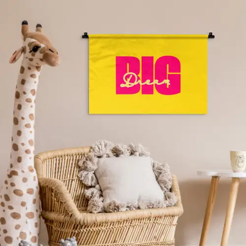 Dream big - Geel - Roze Wandkleed katoen klein -wsfeer5_kind