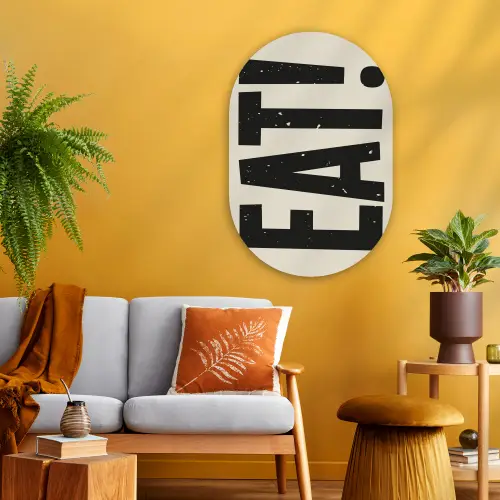 Eten - zwart - Japandi - Wit Wandcirkel Ovaal Glas middel -sfeer4