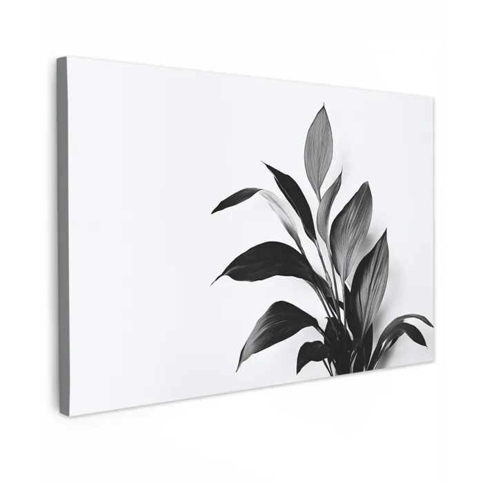 Plant - Bladeren - Minimalistisch - Zwart canvas 2cm klein -z3d