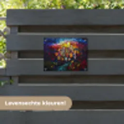 Stad - Maan - Mozaïek - Kleurrijk tuinposter los doek klein -sfeer3